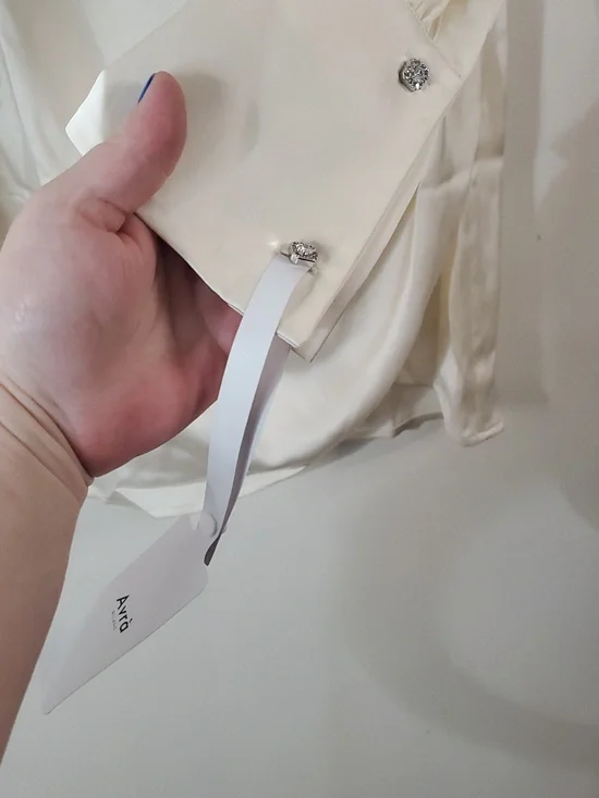 NWT Avra Agata Satin Faux Wrap Mini Dress Size XS Off White Feminine Wedding - Picture 7 of 16